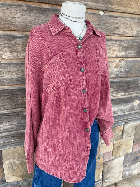 Pink Concho Button Up