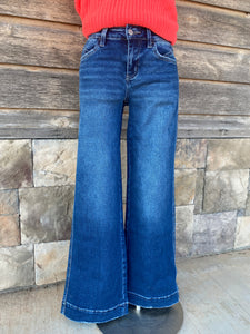 Mid Rise Dark Wash Wide Leg Jeans