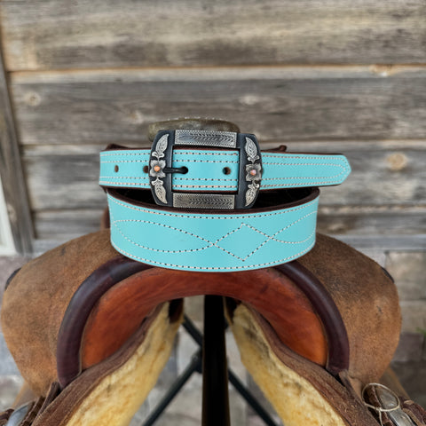 Seafoam Turquoise Gunslinger Stitched Belts