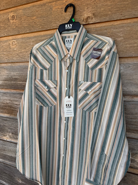 Ely Cattleman Olive & Tan Stripe Longsleeve