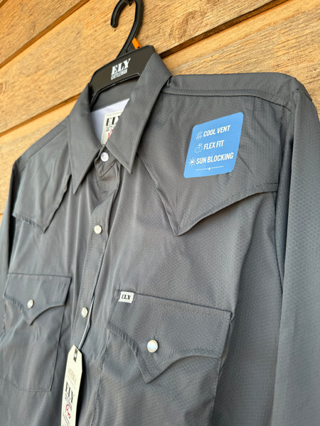 Ely Cattlemen Pro Outdoor Western Shirt - Dark Grey