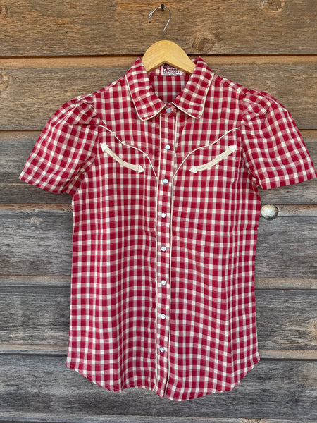 Smile Pockets & Puff Sleeves - Red Gimgham