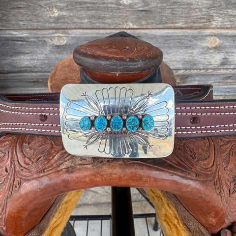 Kingman Turquoise Buckle - 5 Stones