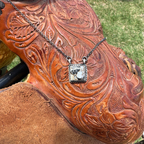 White Buffalo Tiny Square Necklace