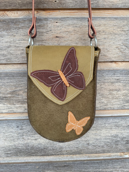 Legging Pocket Purse - Olive Butterfly 1