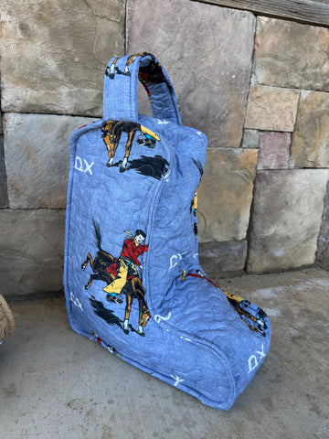 Quilted Boot Bag - Chambray