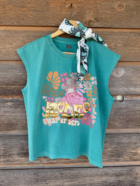 Turquoise Rodeo Muscle Tank
