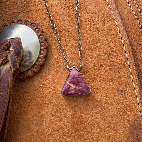 Purple Spiny Oyster Triangle Necklace