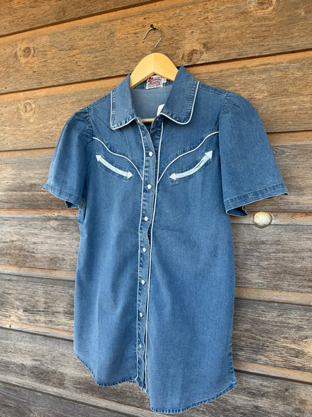 Smile Pockets & Puff Sleeves - Denim