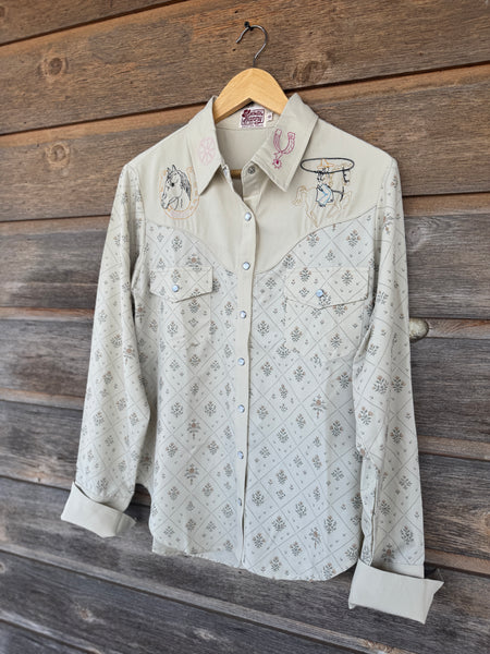 Cream Western Pearl Snap