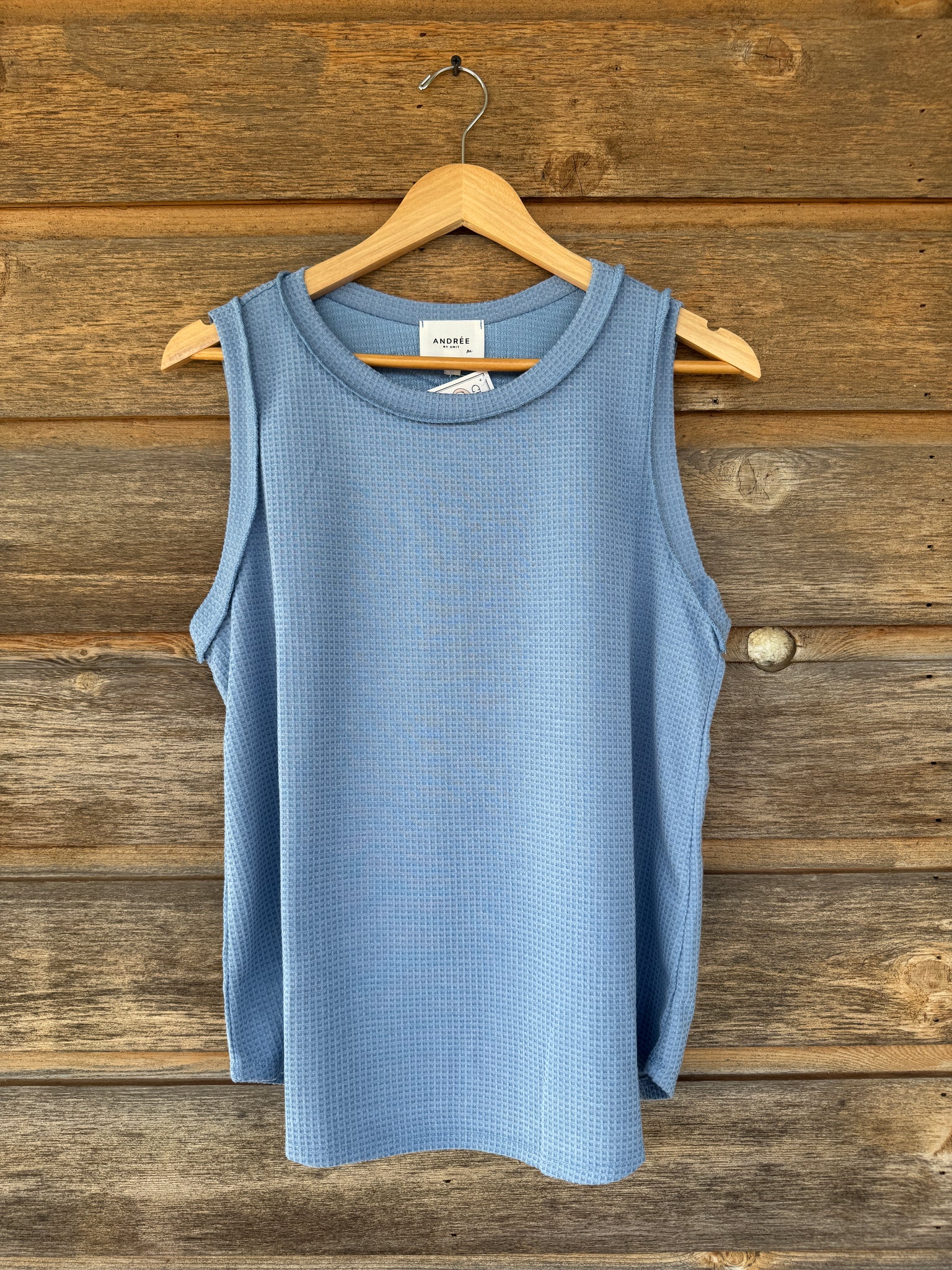 Powder Blue Waffle Tank Top