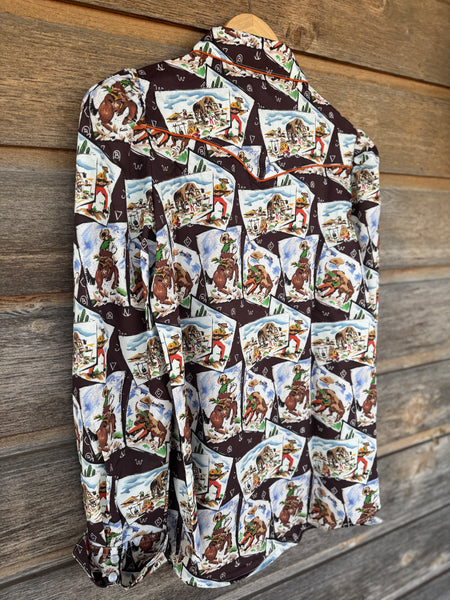 Cowboy Stamp Pearl Snap Long Sleeve