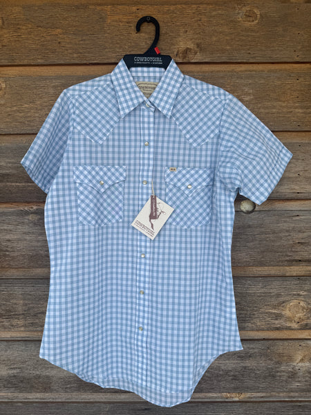 Cowboygirl Baby Blue Gingham Shortsleeve
