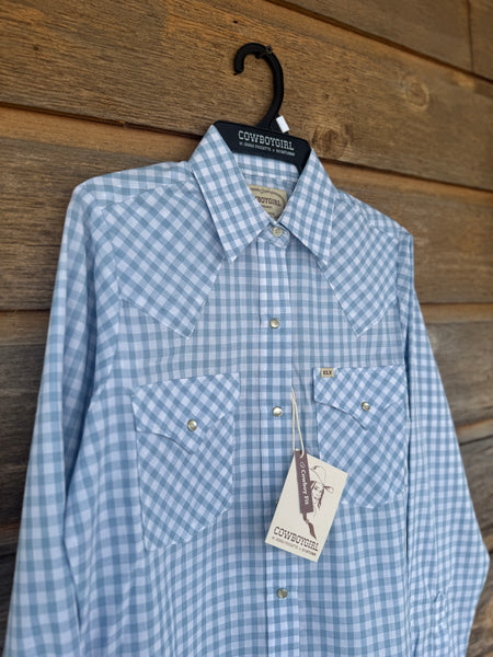 Cowboygirl Baby Blue Gingham Longsleeve