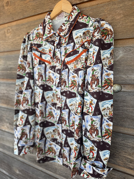 Cowboy Stamp Pearl Snap Long Sleeve