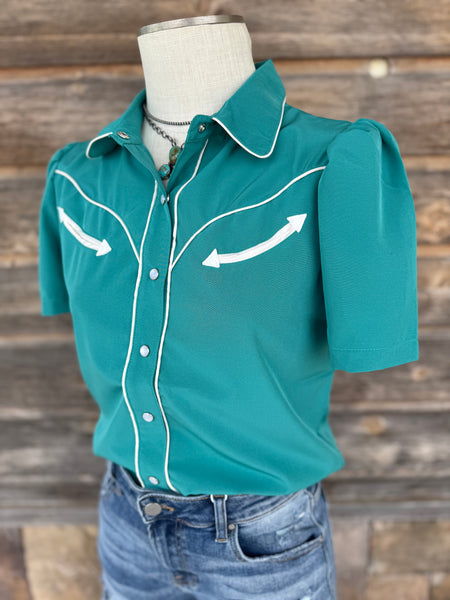 Smile Pockets & Puff Sleeves - Turquoise