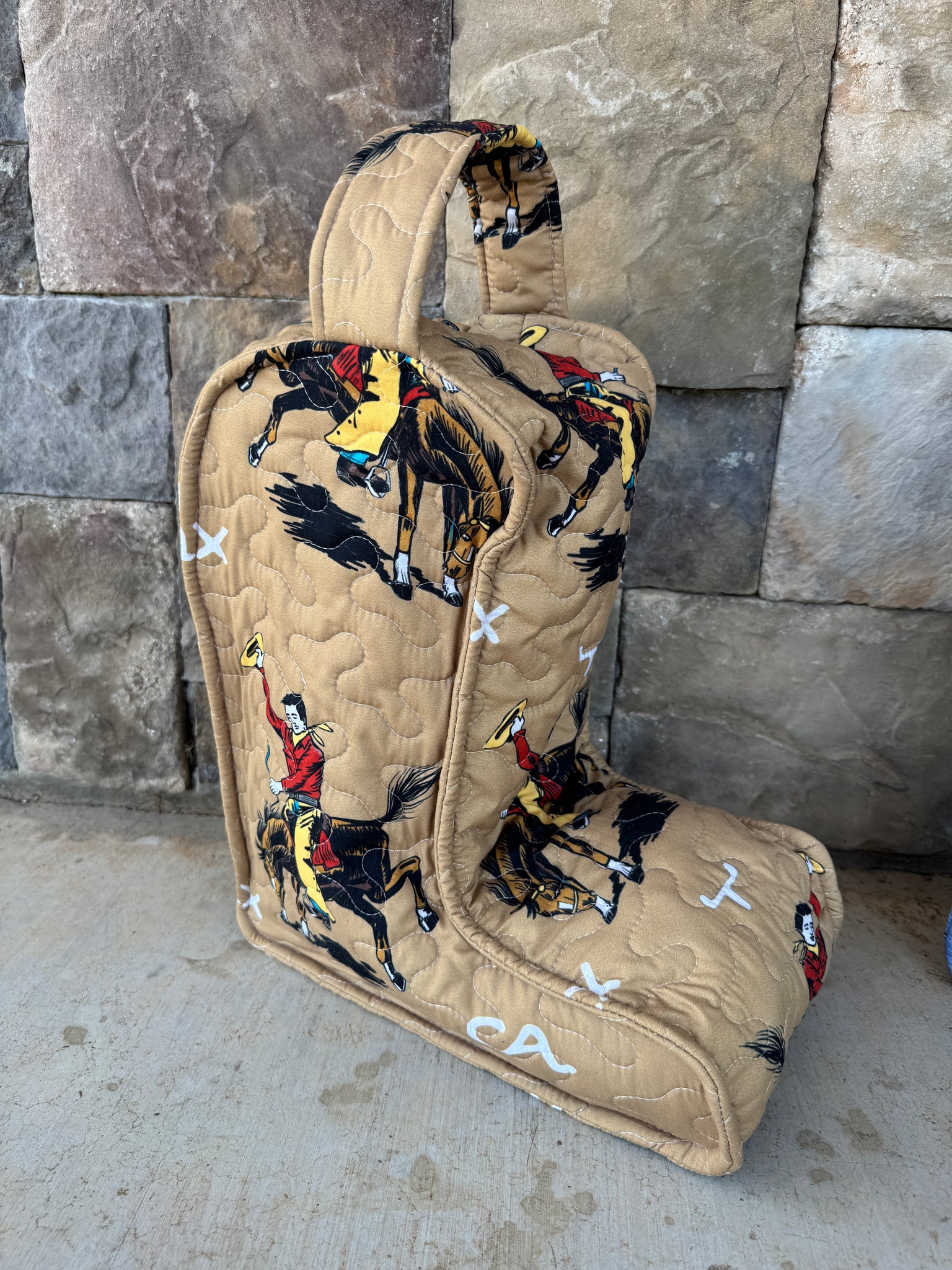 Quilted Boot Bag - Gold