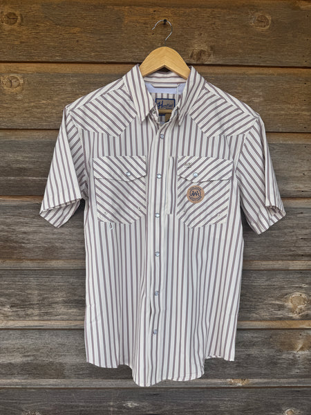 The Bronc Performance Shirt - Cream  & Brown