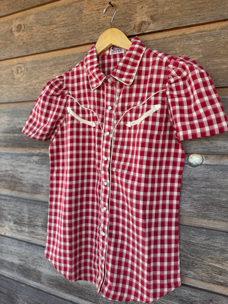 Smile Pockets & Puff Sleeves - Red Gimgham