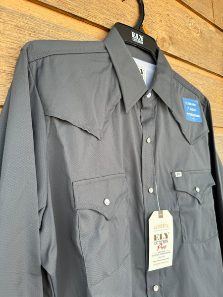 Ely Cattlemen Pro Outdoor Western Shirt - Dark Grey