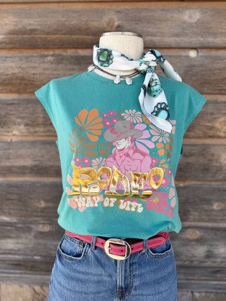 Turquoise Rodeo Muscle Tank