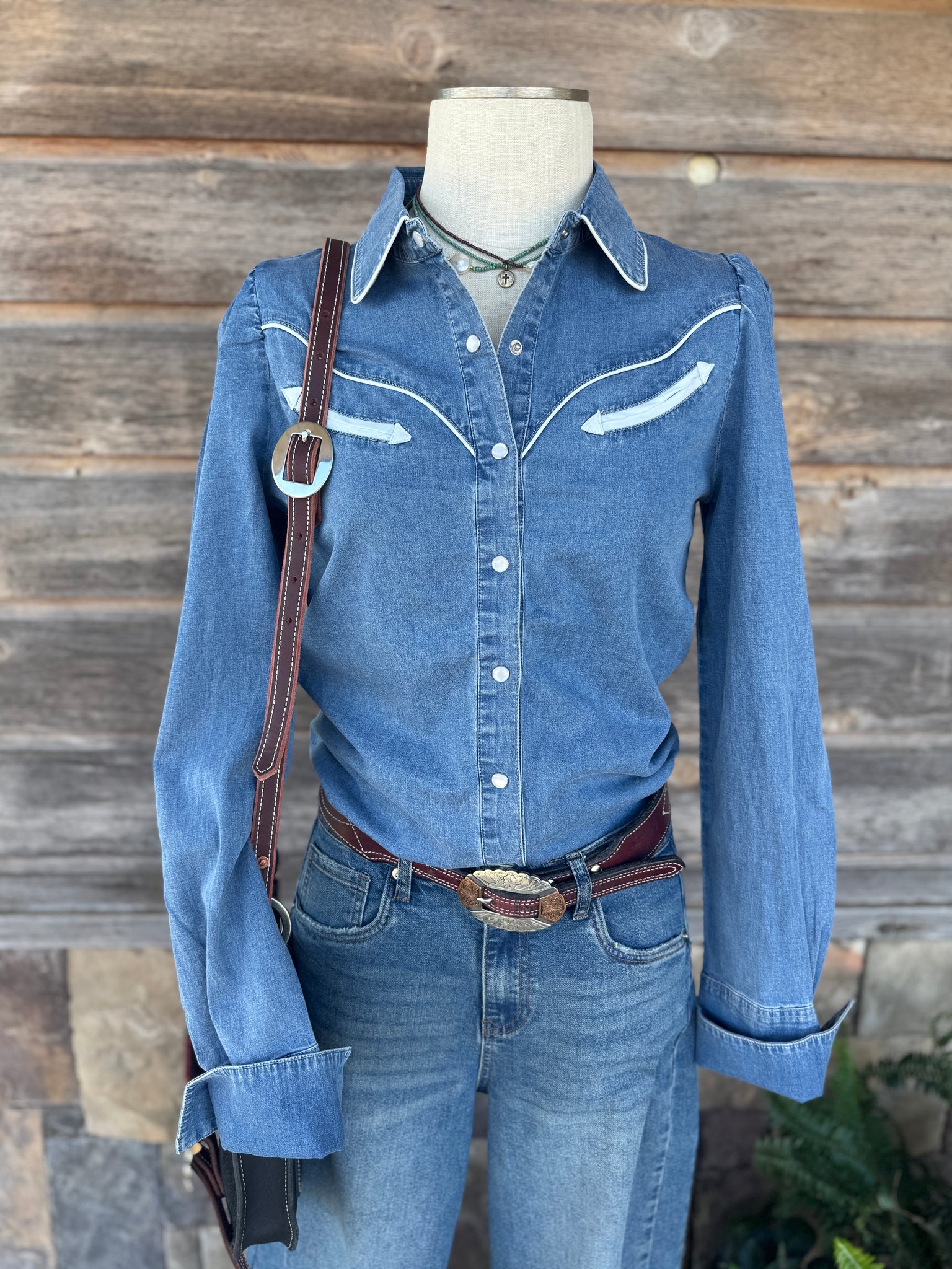 Denim Smile Pockets Long Sleeve