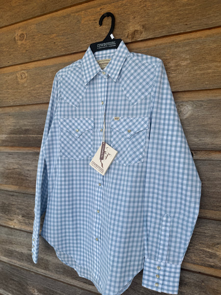 Cowboygirl Baby Blue Gingham Longsleeve