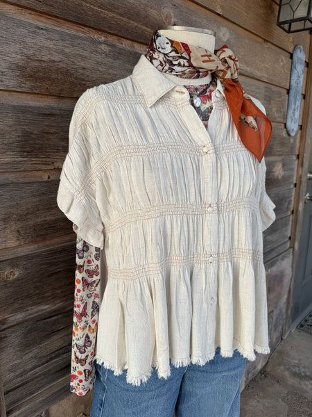 The Ellie Linen Top - Large