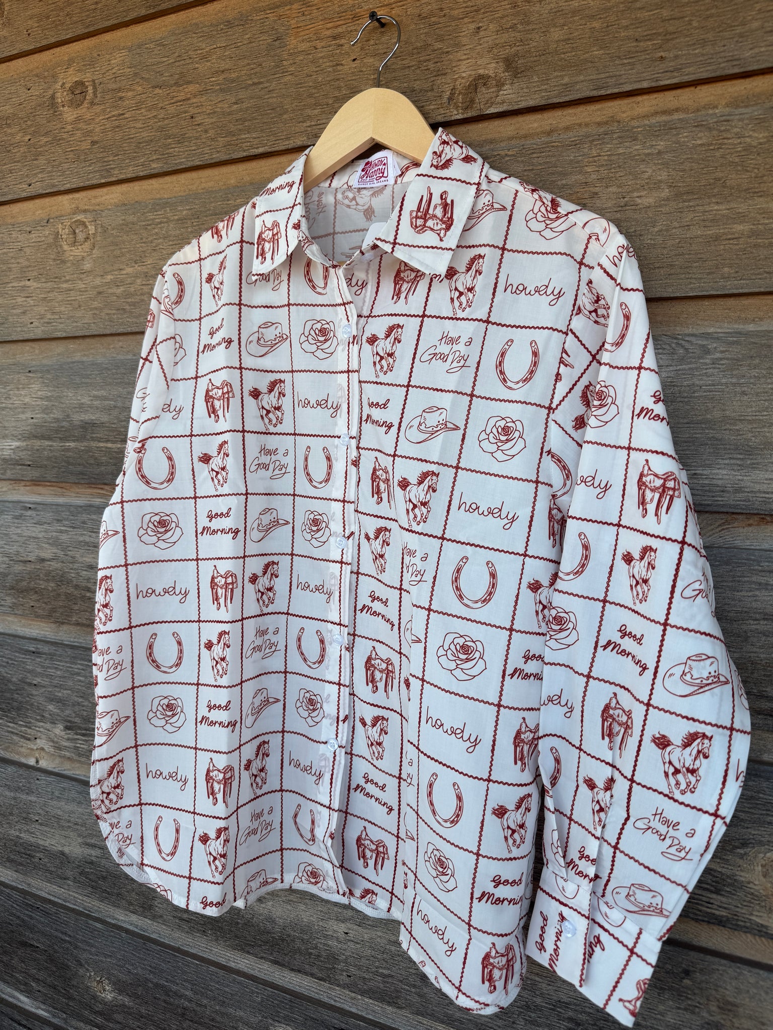 Howdy Hello Button Up Top – Crooked Skull Leather