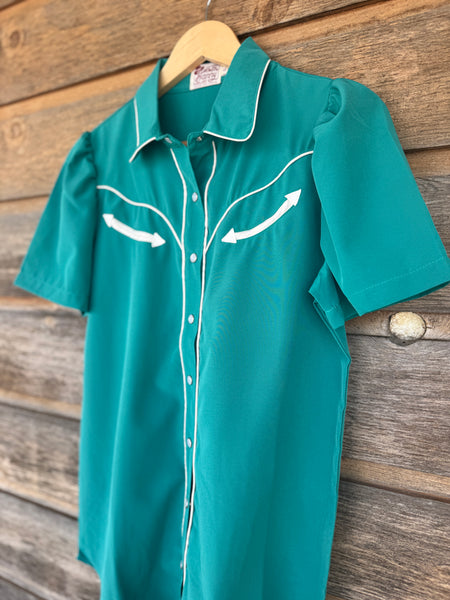 Smile Pockets & Puff Sleeves - Turquoise