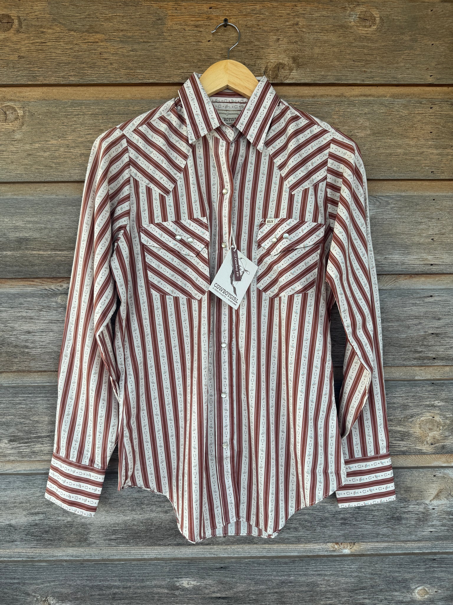 Cowboygirl Rust Lucky Horseshoe Pearl Snap