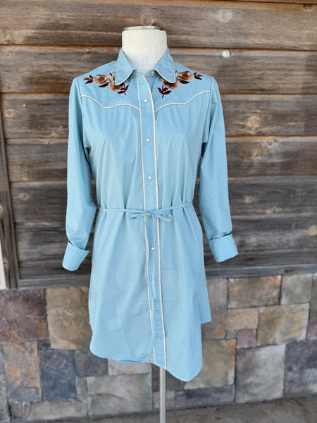 Dusty Aqua Western Dress