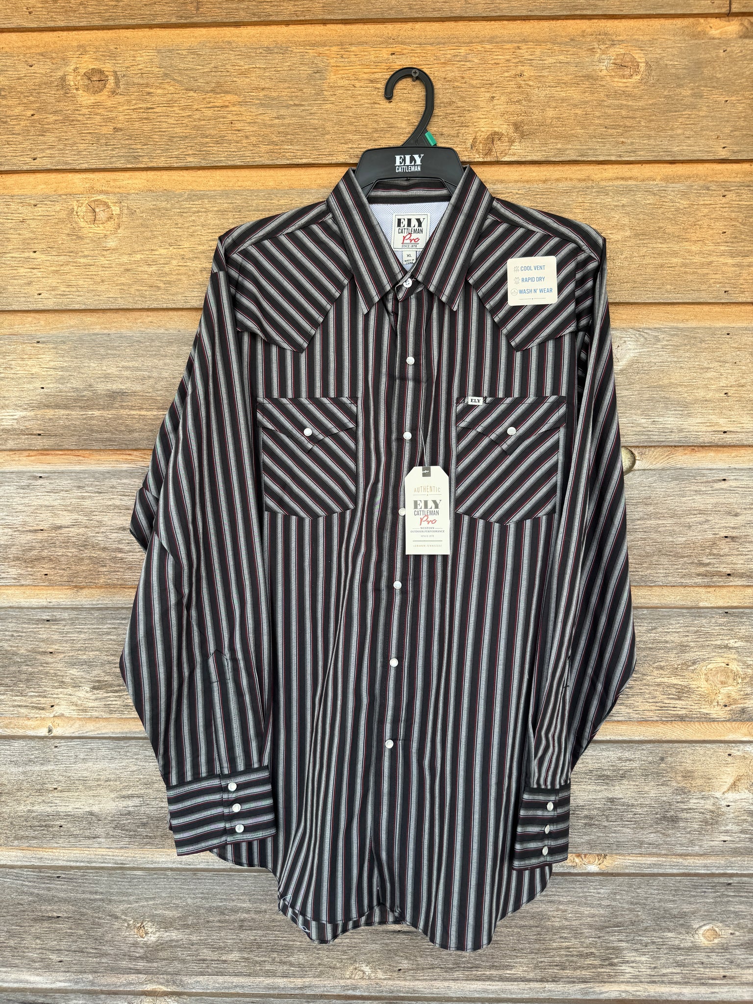 Vented Striped Longsleeve - Black & Maroon
