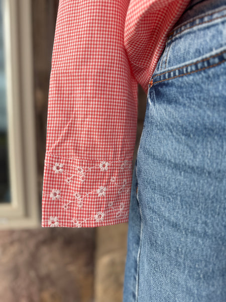 Red Eyelet Picnic Top