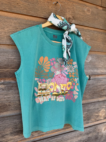 Turquoise Rodeo Muscle Tank