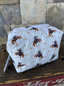 Cream Quilted Makeup Bag