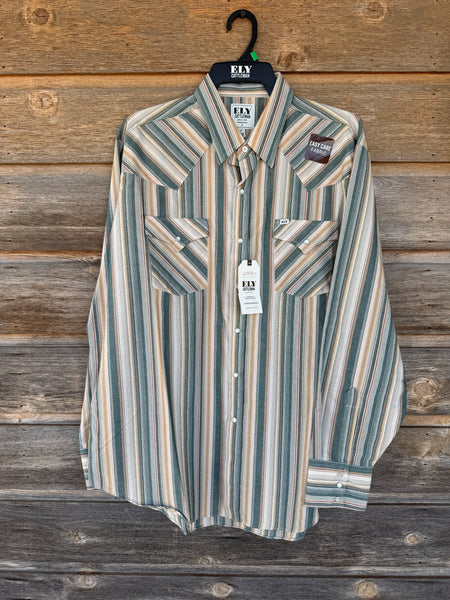 Ely Cattleman Olive & Tan Stripe Longsleeve