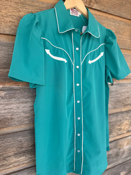 Smile Pockets & Puff Sleeves - Turquoise