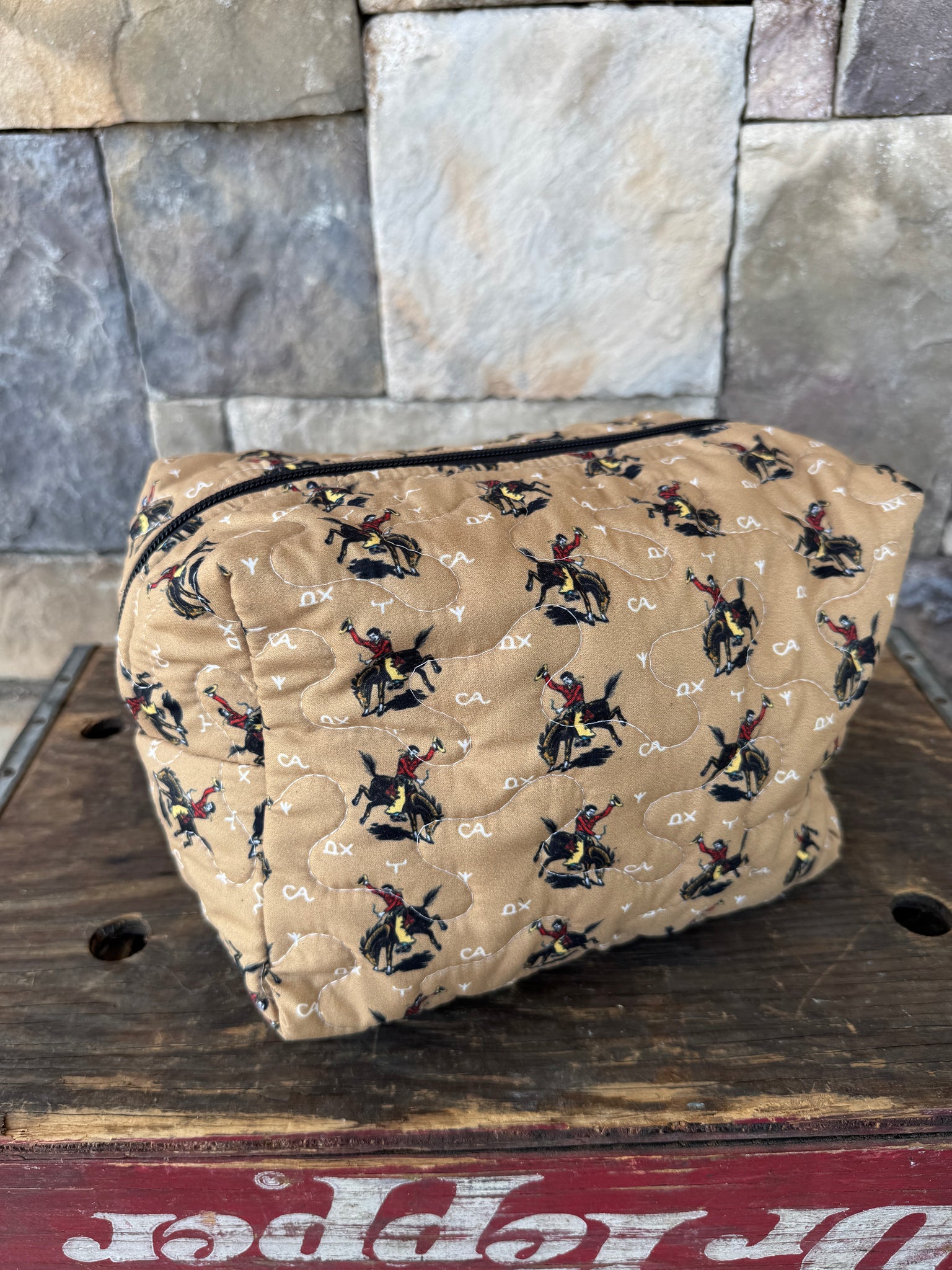 Gold Quilted Makeup Bag