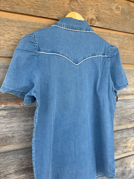 Smile Pockets & Puff Sleeves - Denim