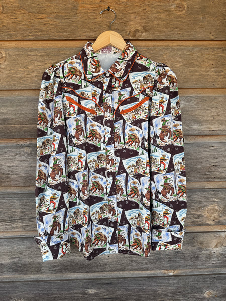 Cowboy Stamp Pearl Snap Long Sleeve