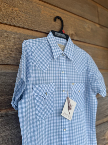 Cowboygirl Baby Blue Gingham Shortsleeve