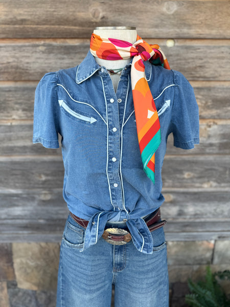 Smile Pockets & Puff Sleeves - Denim