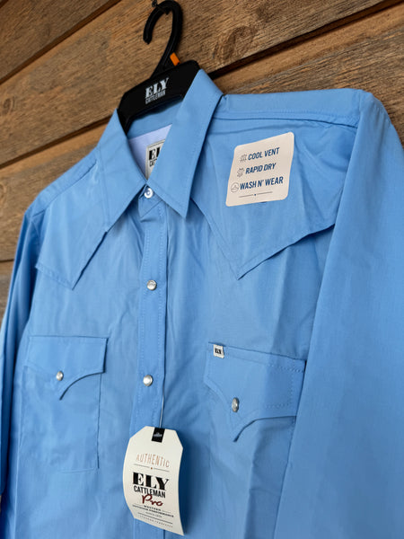 Ely Cattleman Vented Light Blue Longsleeve
