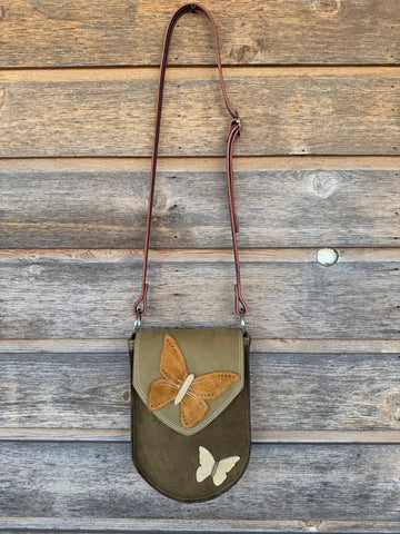 Legging Pocket Purse - Olive Butterfly