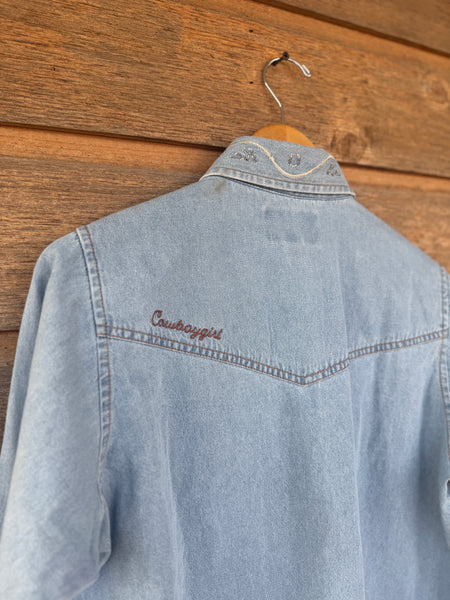 Cowboygirl Light Wash Denim Pearl Snap