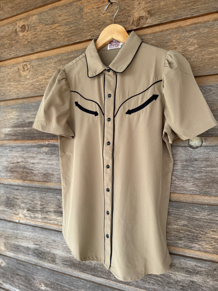 Smile Pockets & Puff Sleeves - Tan