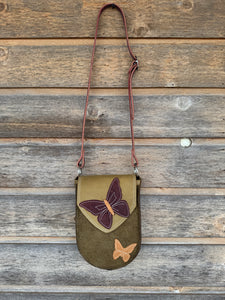 Legging Pocket Purse - Olive Butterfly 1