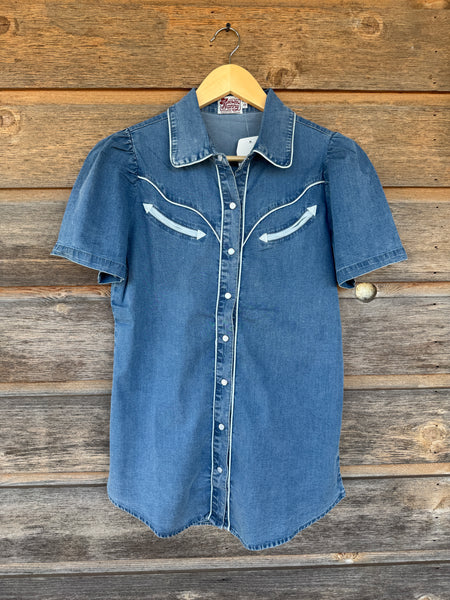 Smile Pockets & Puff Sleeves - Denim