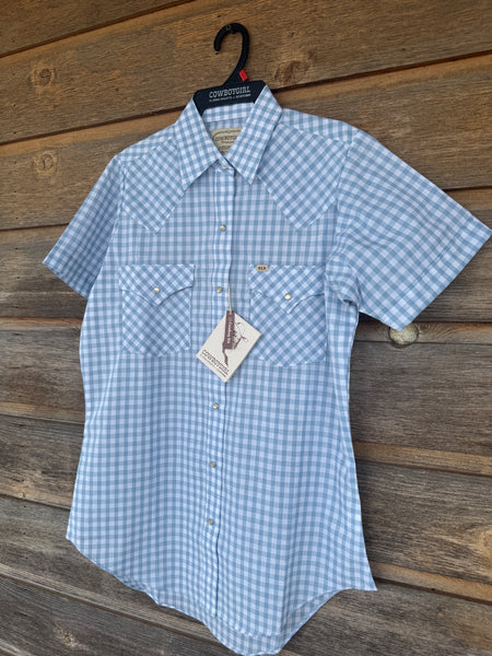 Cowboygirl Baby Blue Gingham Shortsleeve